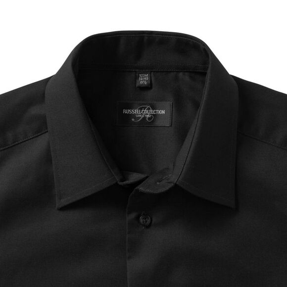 Russell Collection Mens Short Sleeve Easy Care Tailored Oxford Shirt / Black - Picture 4 of 4